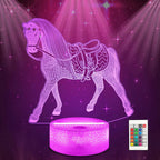 TinyGlow & Co™ 3D Horse Night Lamp - Zodiac Bedside Light with 7 Color Crack Base
