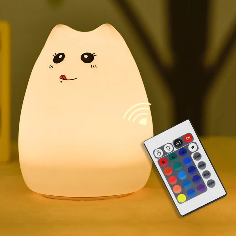 TinyGlow & Co™ Cat LED Night Light with Remote Control