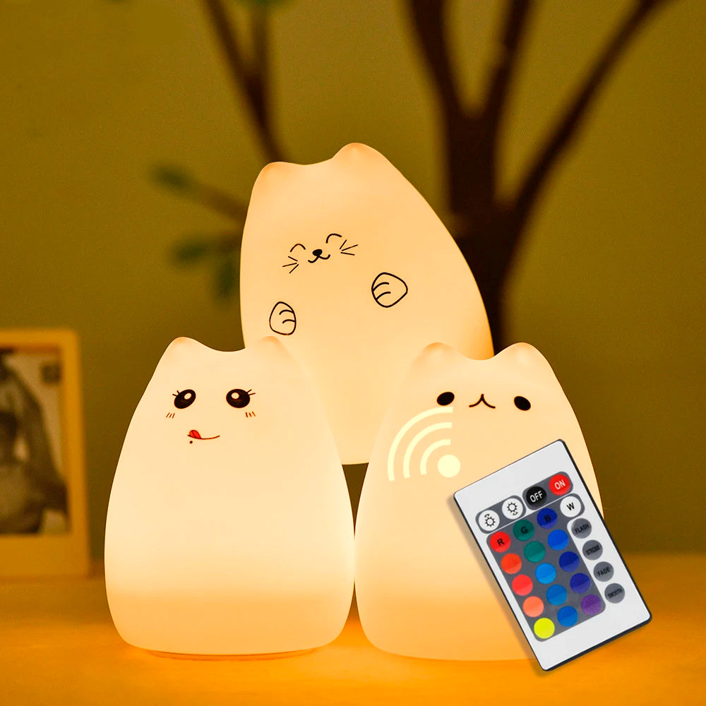 TinyGlow & Co™ Cat LED Night Light with Remote Control