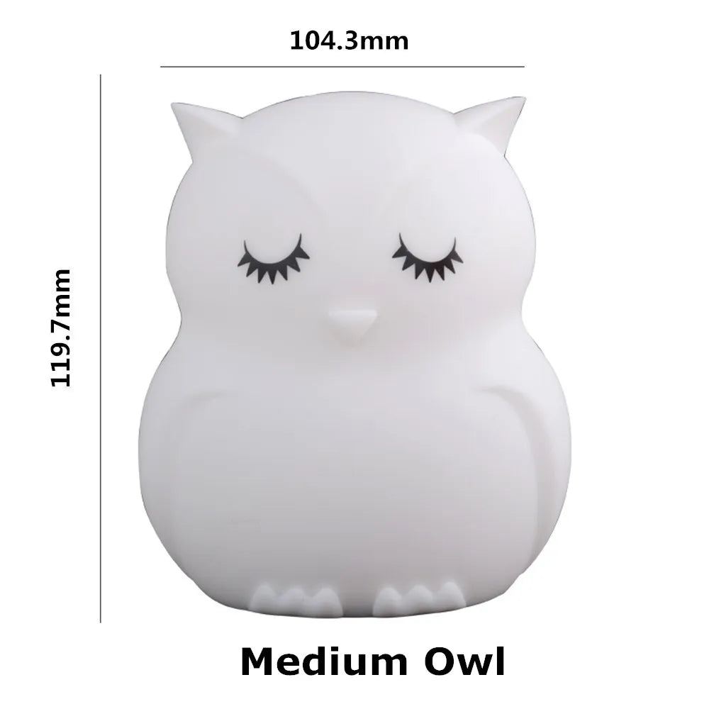 Bear Cat Dog Koala Owl Rabbit LED Night Light Touch Sensor 9 Colors Bedroom Silicone Animal Lamp for Children Kids Baby Gift