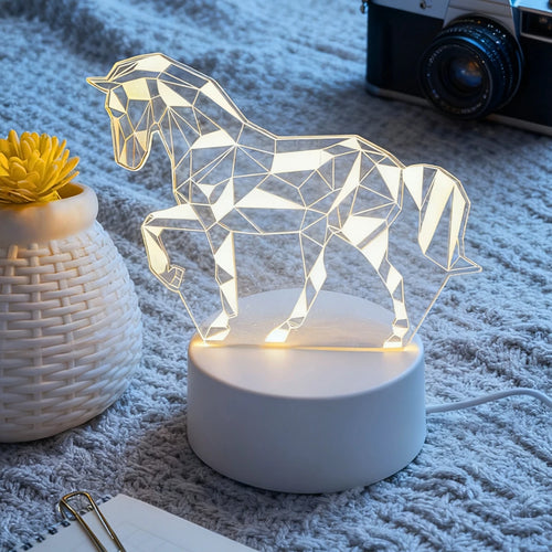 TinyGlow & Co™ 3D Horse Night Light - Creative Desktop & Bedroom Atmosphere Lamp