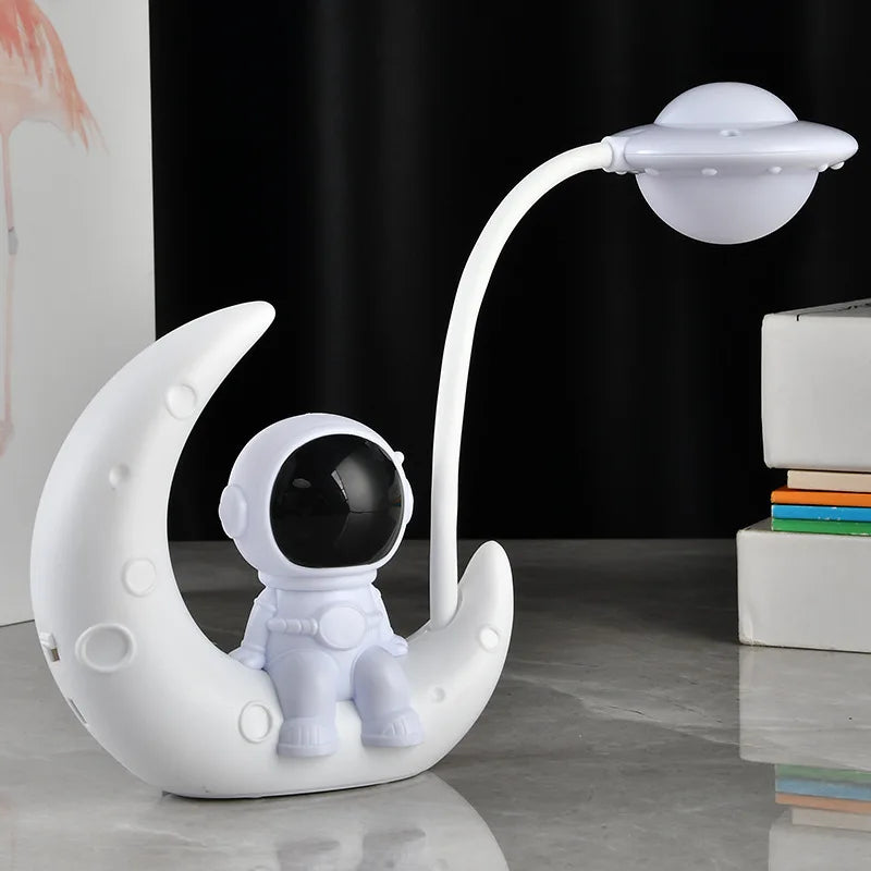 TinyGlow & Co™ Moon Astronaut LED Night Light – Rechargeable Reading Desk Lamp