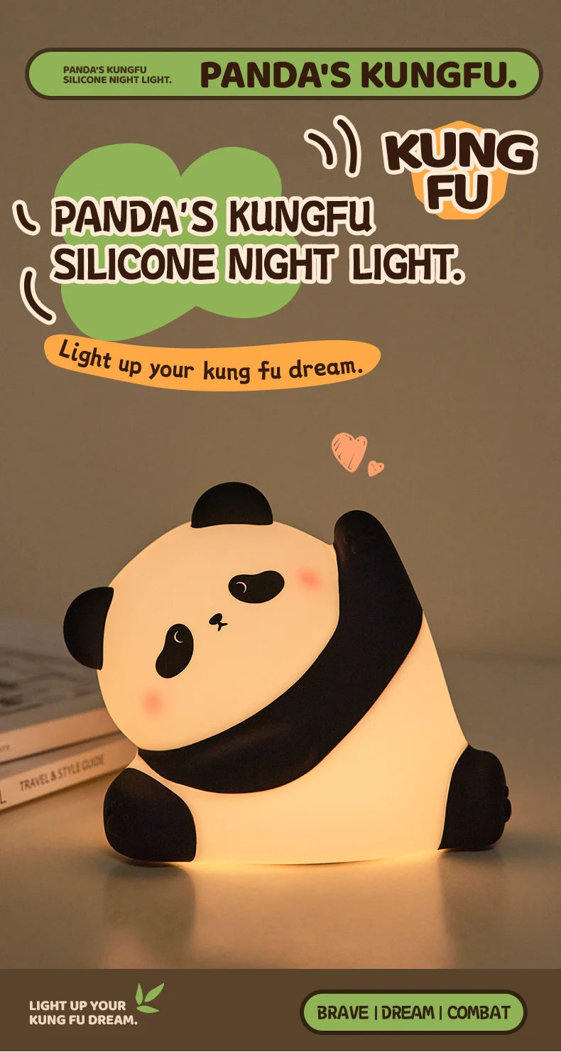TinyGlow & Co™ Panda LED Night Light – Touch Sensor Silicone Bedside Lamp
