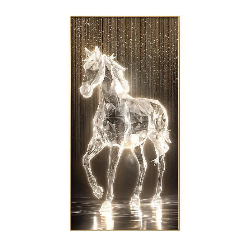 TinyGlow & Co™ Luxury LED Wall Lamps - Horse Painting with Black Border for Corridor & Living Room