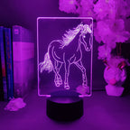 TinyGlow & Co™ Elegant Horse 3D Acrylic Illusion Lamp - 7 Color Nightlight for Cowboy Style Bedroom
