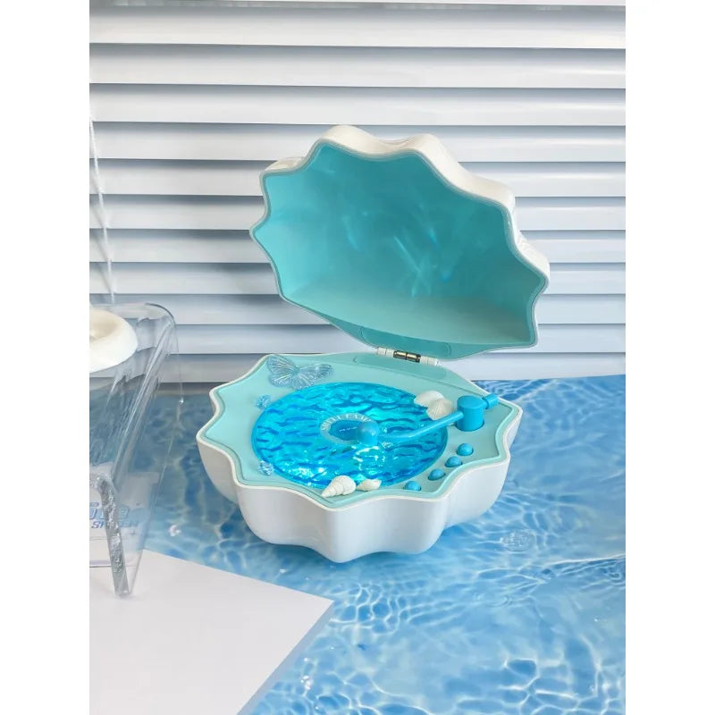 TinyGlow & Co™ Shell Lamp Bluetooth Speaker with Colorful Light Projection & White Noise
