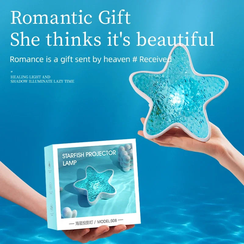 TinyGlow & Co™ Starfish LED Night Light - Ocean Wave Projector Lamp