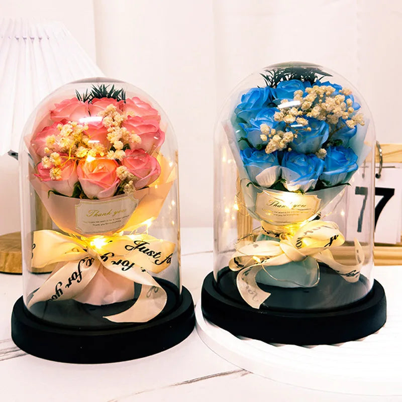 TinyGlow & Co™ Eternal LED Rose in Acrylic Dome - Forever Flower Valentine's Gift