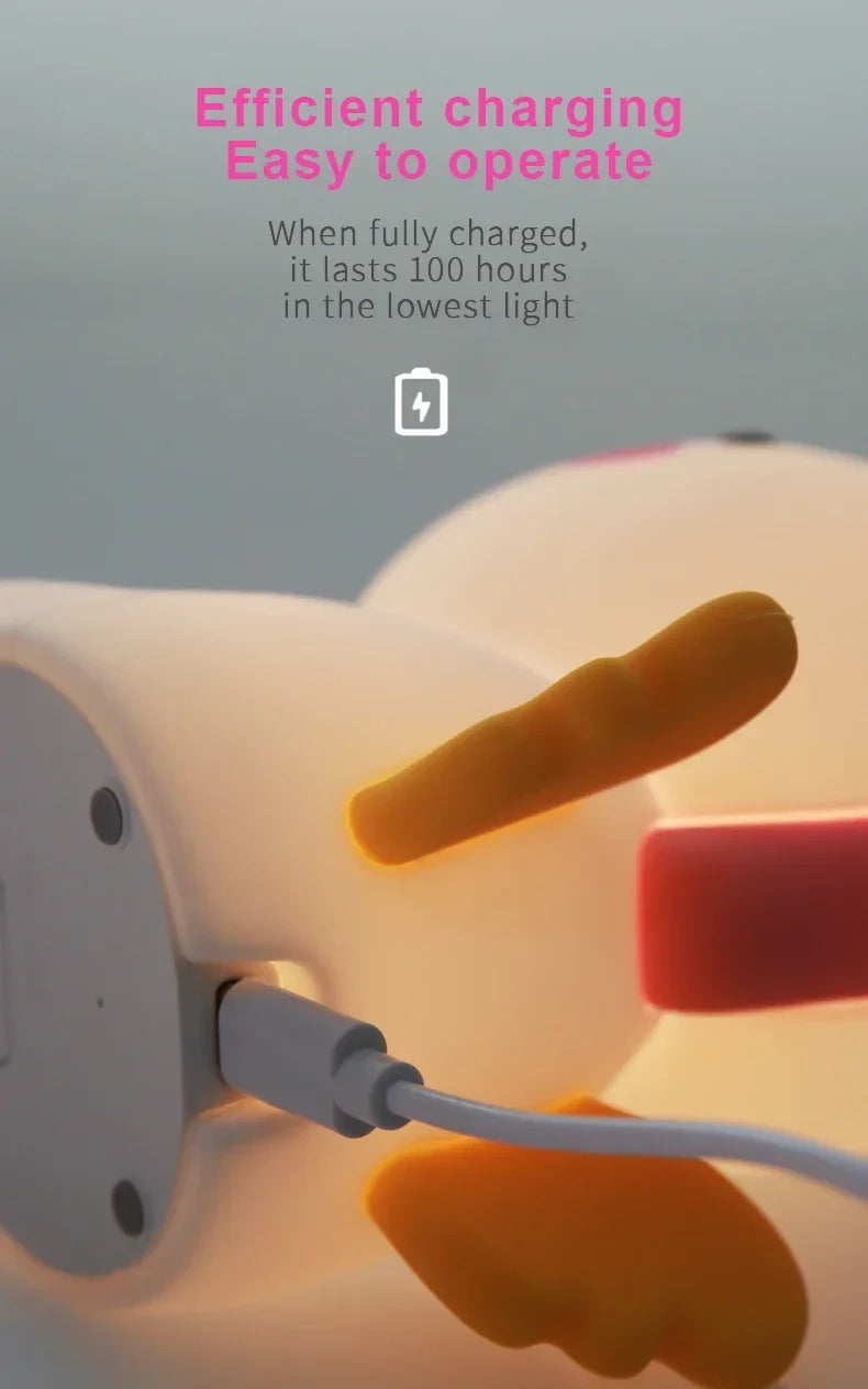 unicorn Cute Silicone LED Night Light For Kids children USB Rechargeable Cartoon Animal bedroom decor for Touch Night Lamp gifts