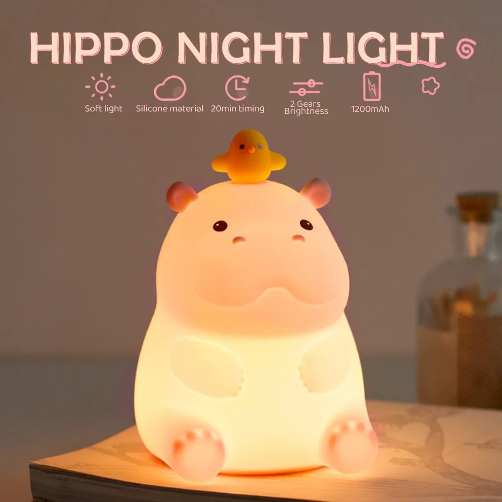 TinyGlow & Co™ Animal Silicone Night Light – Rechargeable Touch Sensor LED Lamp
