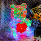TinyGlow & Co™ LED Teddy Bear Lamp - Colorful Sparkling Rose Gift Light