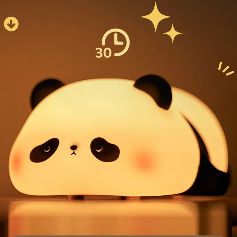 TinyGlow & Co™ Panda LED Night Light – Touch Sensor Silicone Bedside Lamp