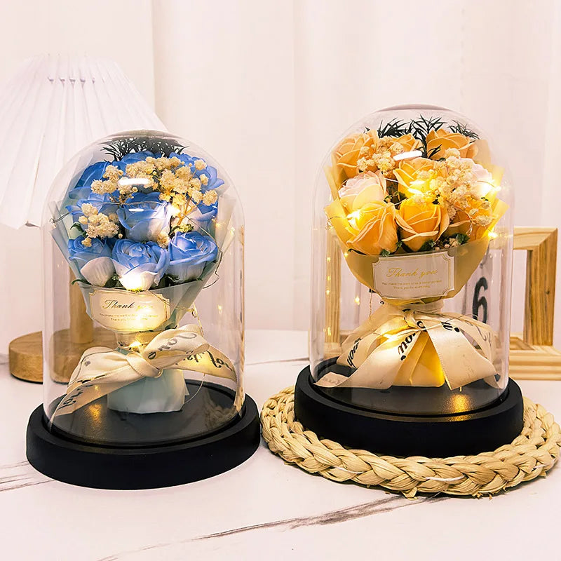 TinyGlow & Co™ Eternal LED Rose in Acrylic Dome - Forever Flower Valentine's Gift