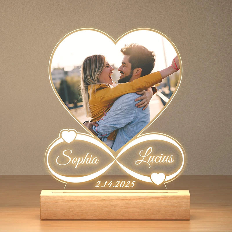 TinyGlow & Co™ Custom Personalized Photo Frame with LED Night Light