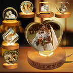 TinyGlow & Co™ Personalized Heart Crystal Photo Gift - Custom Laser Engraved Keepsake