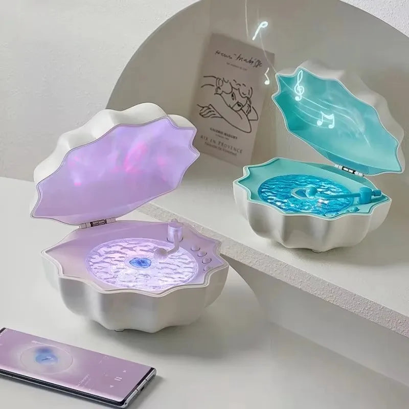 TinyGlow & Co™ Shell Lamp Bluetooth Speaker with Colorful Light Projection & White Noise