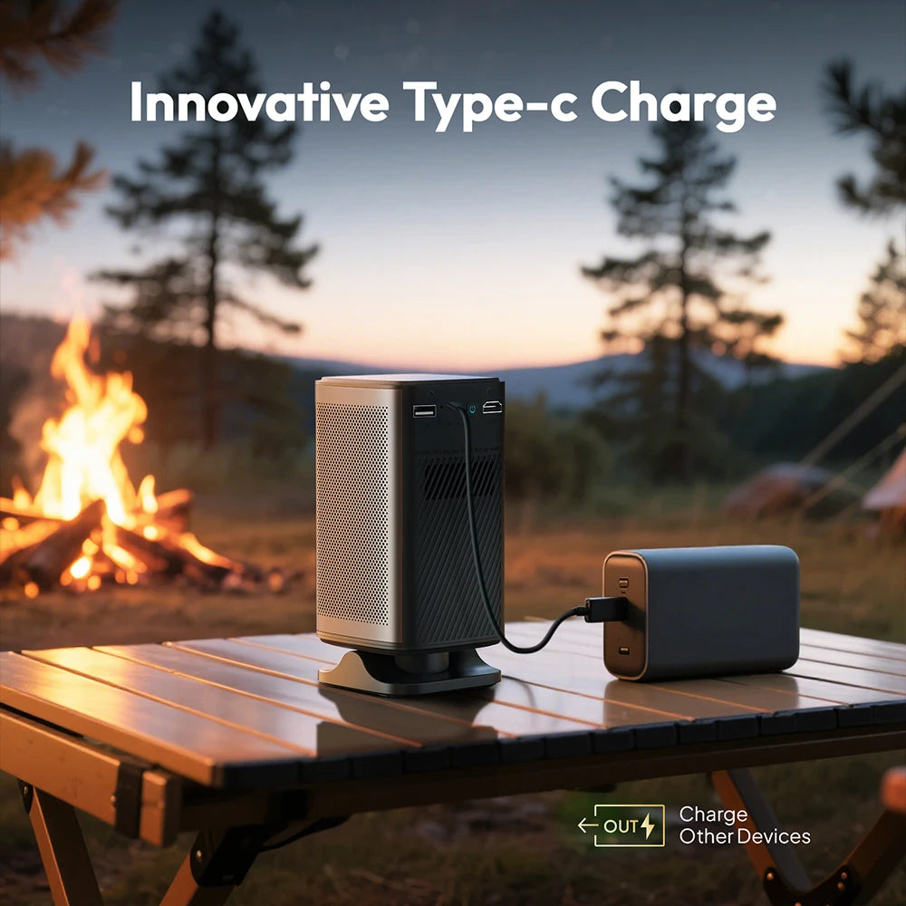 TinyGlow & Co™ BYINTEK P70X Portable Mini Projector with Battery 4K 3D WiFi