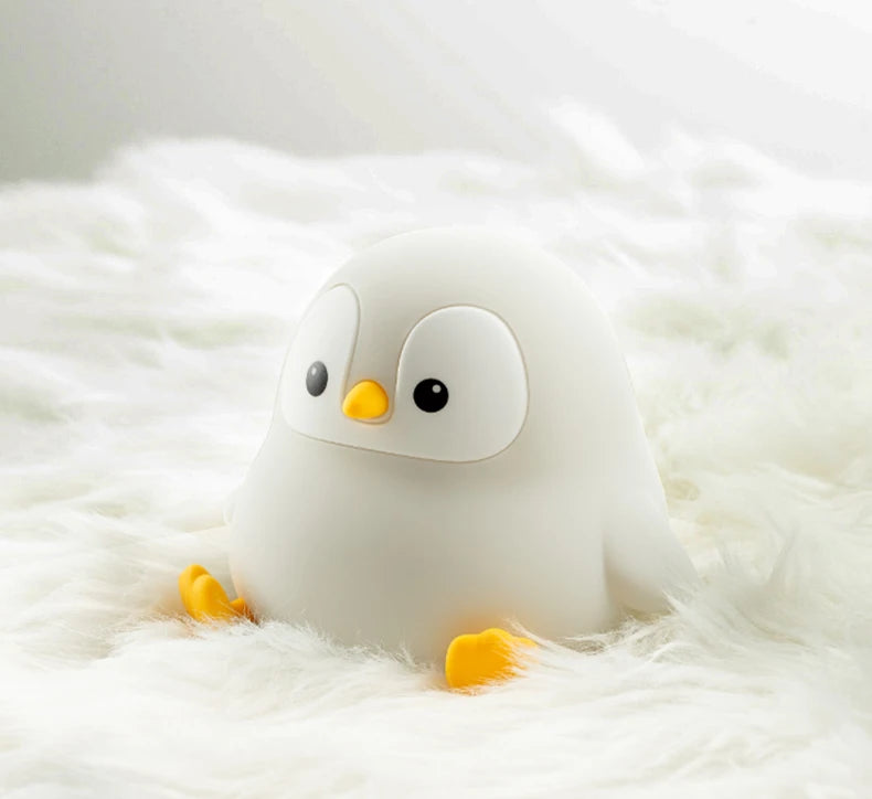 TinyGlow & Co™ Penguin Baby Night Light – Rechargeable Silicone Touch Control Lamp