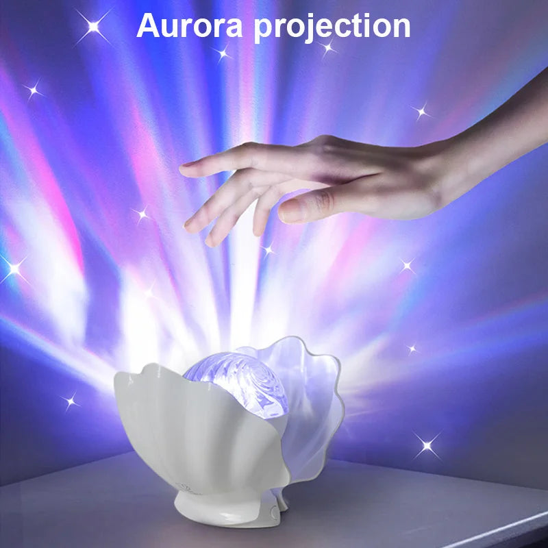 TinyGlow & Co™ Shell Pearl Starry Sky Aurora Projection Night Light