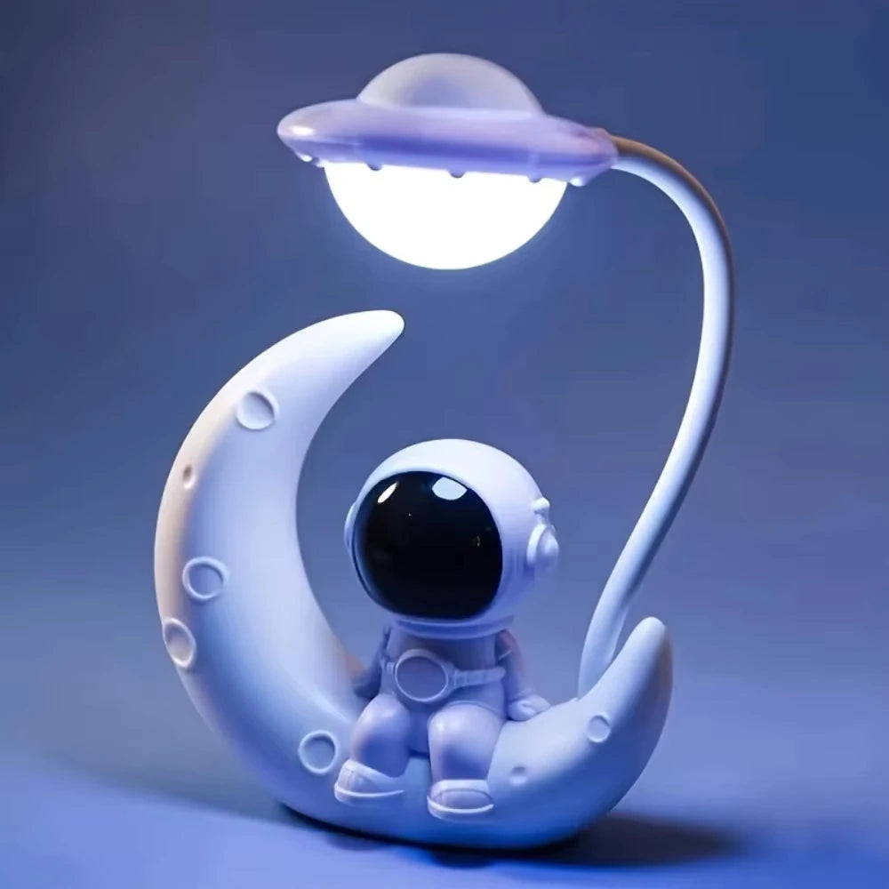 TinyGlow & Co™ Moon Astronaut LED Night Light – Rechargeable Reading Desk Lamp