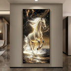 TinyGlow & Co™ Horse LED Wall Lamps - Luxury Mural Light with Gold Border for Living Room & Corridor