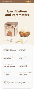 TinyGlow & Co™ Campfire Night Light – White Noise LED Atmosphere Lamp for Kids