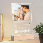 TinyGlow & Co™ Custom Acrylic Music Plaque with LED Light - Personalized Song & Photo Frame