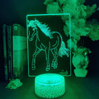 TinyGlow & Co™ Elegant Horse 3D Acrylic Illusion Lamp - 7 Color Nightlight for Cowboy Style Bedroom