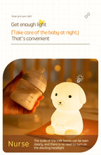 TinyGlow & Co™ Puppy Silicone LED Night Light – Touch Sensor Animal Lamp for Kids