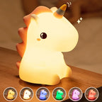 TinyGlow & Co™ Unicorn Silicone LED Night Light – USB Rechargeable Touch Lamp for Kids
