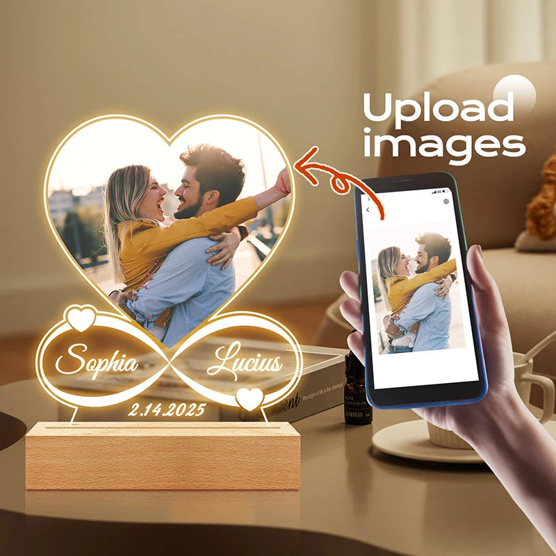 TinyGlow & Co™ Custom Personalized Photo Frame with LED Night Light