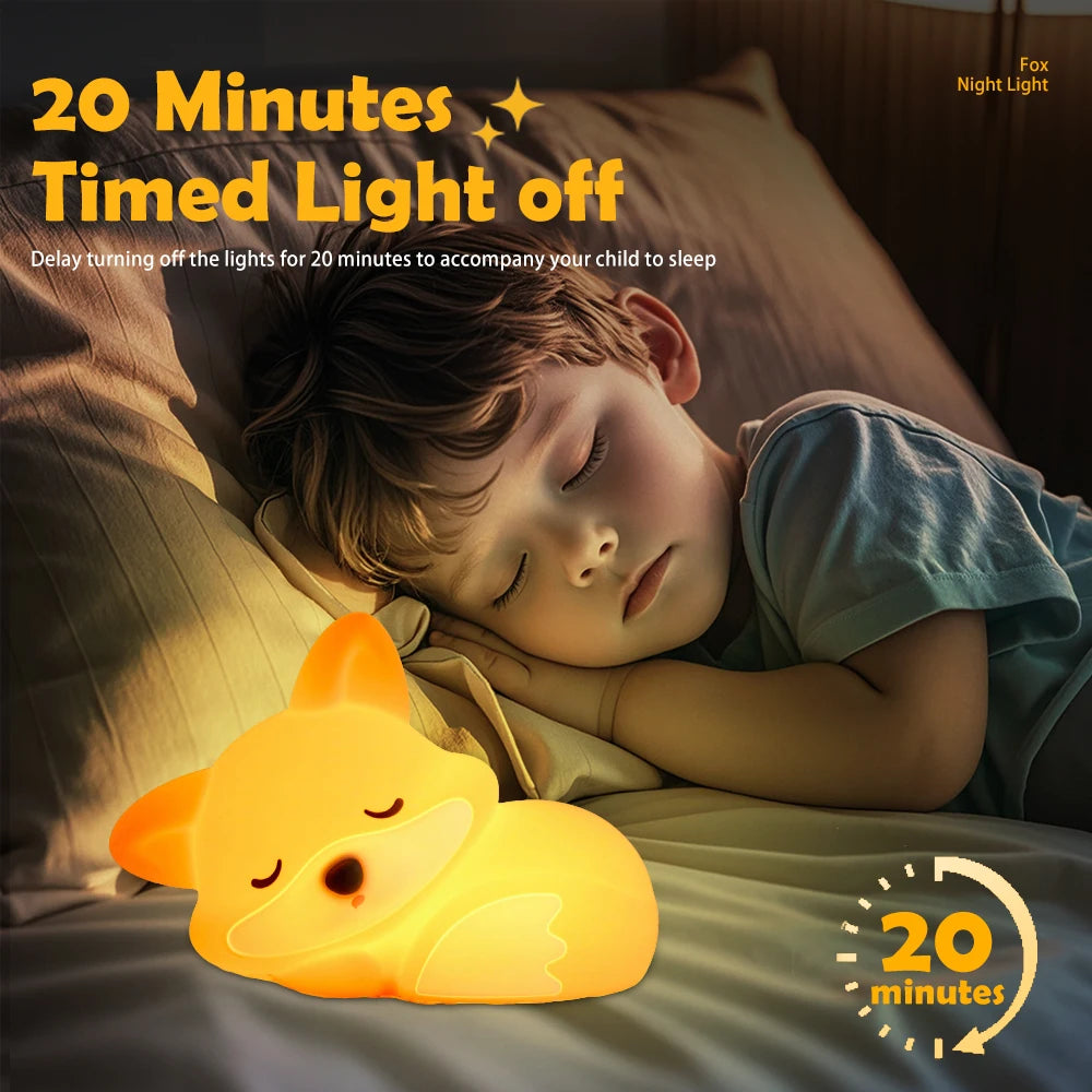 TinyGlow & Co™ Animal Silicone Night Light – Rechargeable Touch Sensor LED Lamp