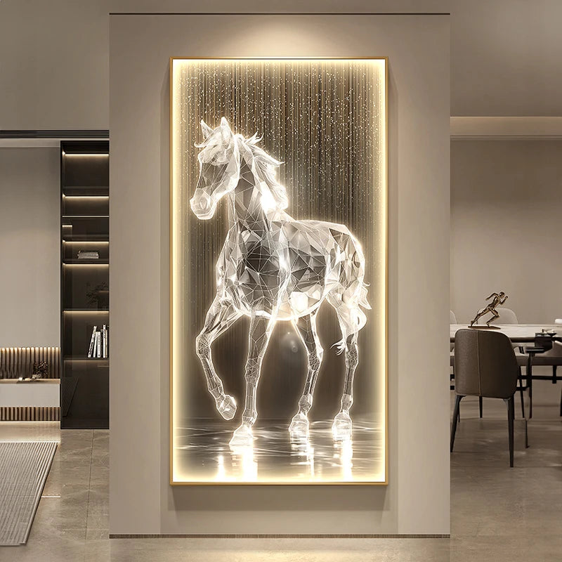 TinyGlow & Co™ Luxury LED Wall Lamps - Horse Painting with Black Border for Corridor & Living Room