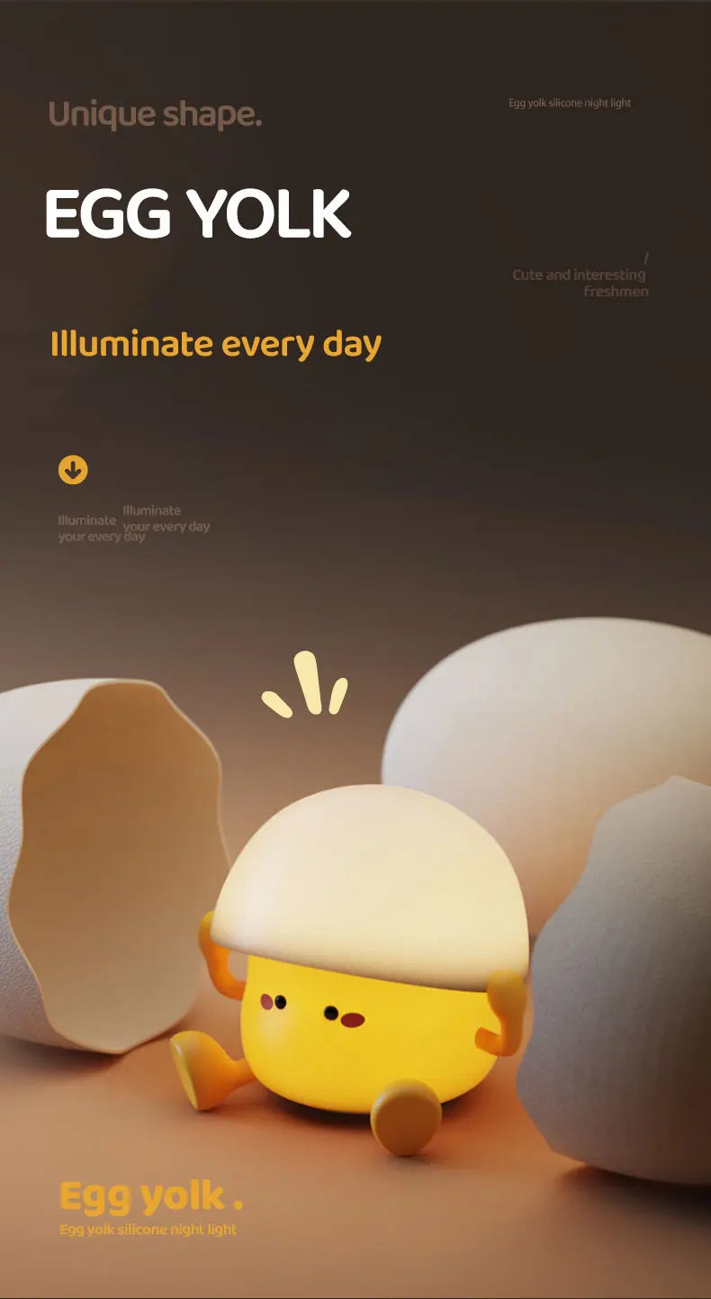 Cute Night Light Egg Yolk Lamp Mushroom Lamp Creative Desktop Decoration USB Charging Indoor Children Night Light Birthday Gift