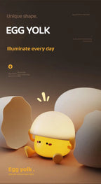 TinyGlow & Co™ Egg Yolk & Mushroom LED Night Light – USB Rechargeable Desktop Lamp