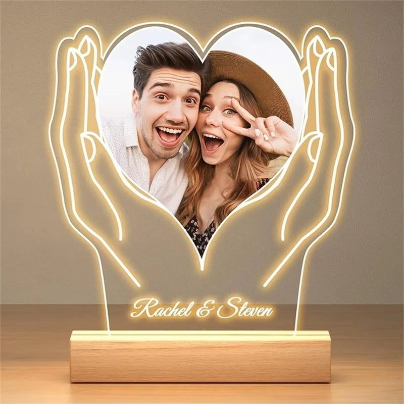 TinyGlow & Co™ Custom Personalized Photo Frame with LED Night Light
