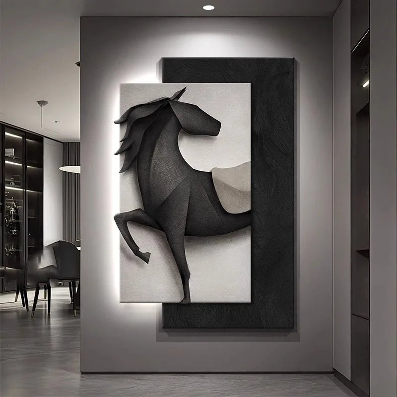 TinyGlow & Co™ Horse Entrance LED Wall Lamp - Luxury Mural Light for Hallway & Background Décor