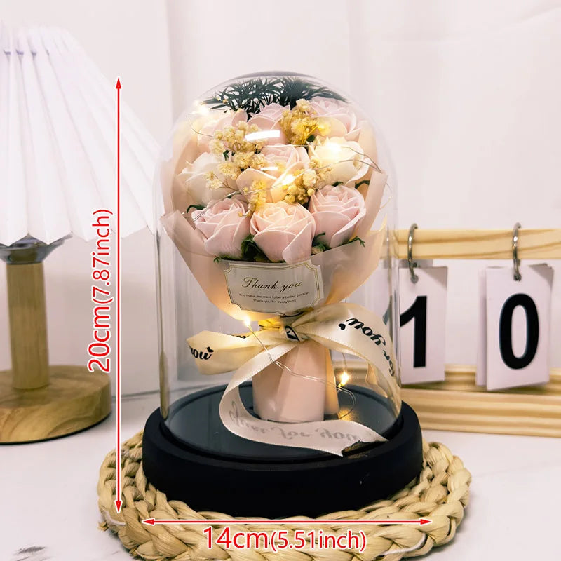 TinyGlow & Co™ Eternal LED Rose in Acrylic Dome - Forever Flower Valentine's Gift