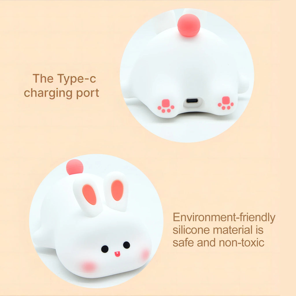 TinyGlow & Co™ Animal Silicone Night Light – Rechargeable Touch Sensor LED Lamp