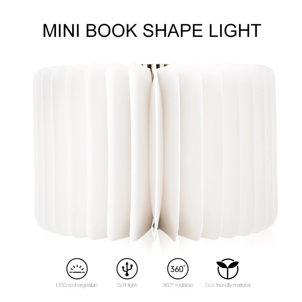TinyGlow & Co™ Wooden Book Lamp – USB Rechargeable LED Reading Light for Kids