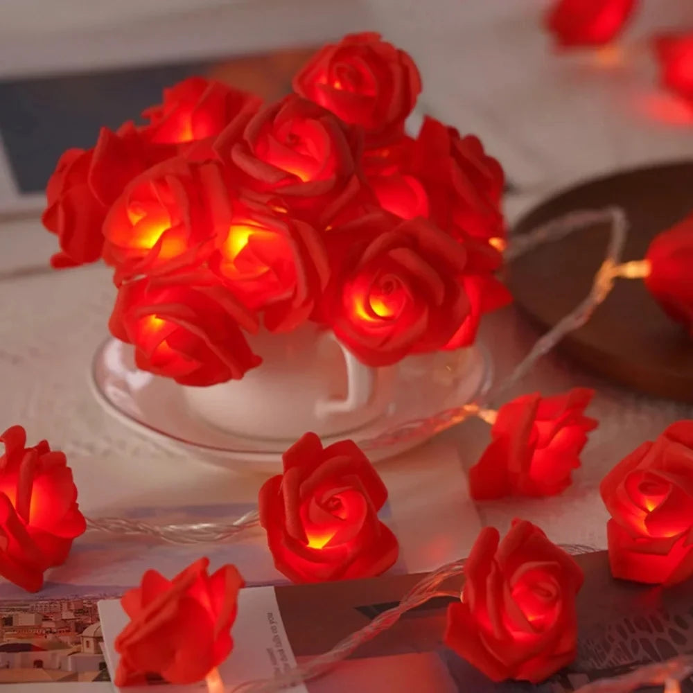 TinyGlow & Co™ Rose Flower LED String Lights - USB/Battery Fairy Lights for Weddings & Parties