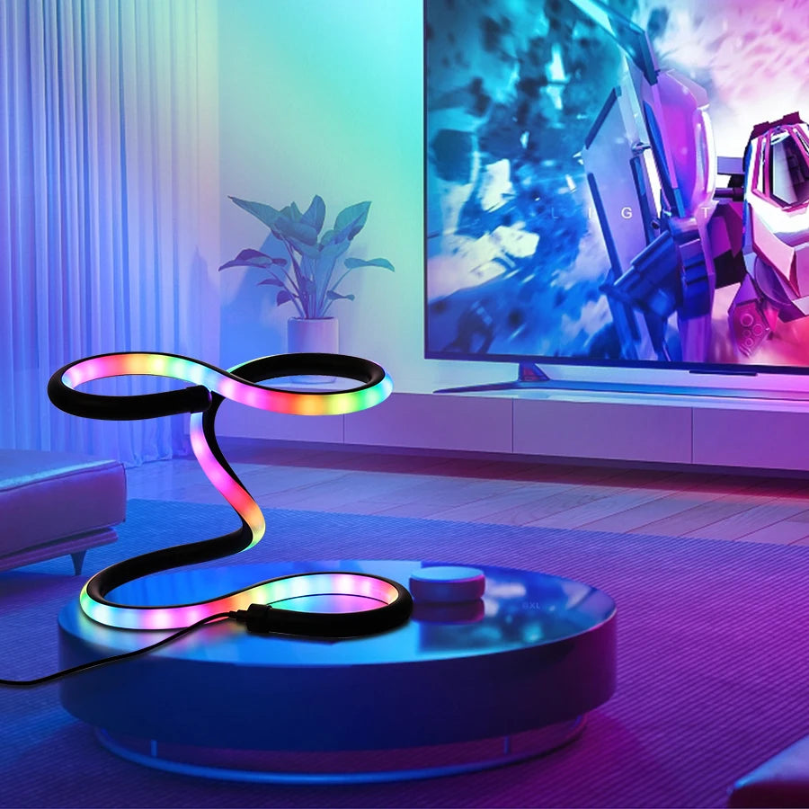 TinyGlow & Co™ Modern Spiral LED Table Lamp – USB Powered RGB Color Changing Desk Light