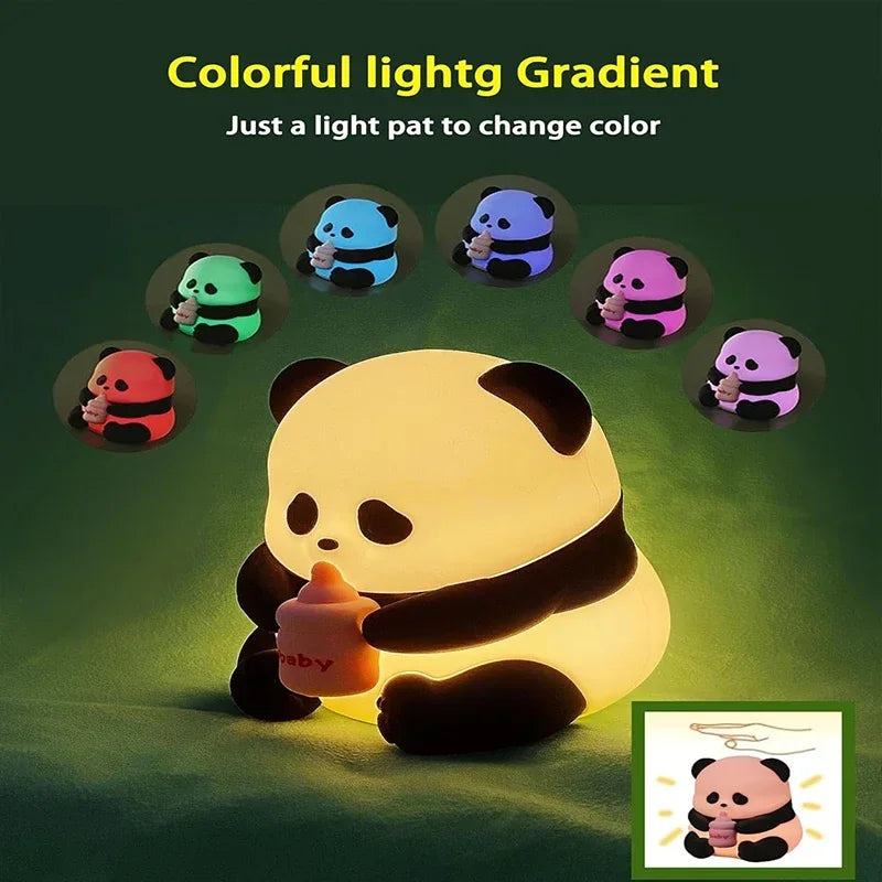 TinyGlow & Co™ Panda Silicone Night Light – Rechargeable LED Ambient Lamp
