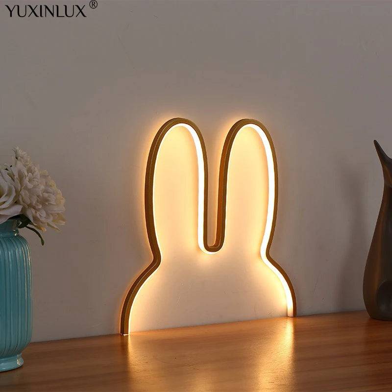 TinyGlow & Co™ Rabbit Night Light – USB Powered LED Bedside Lamp for Kids