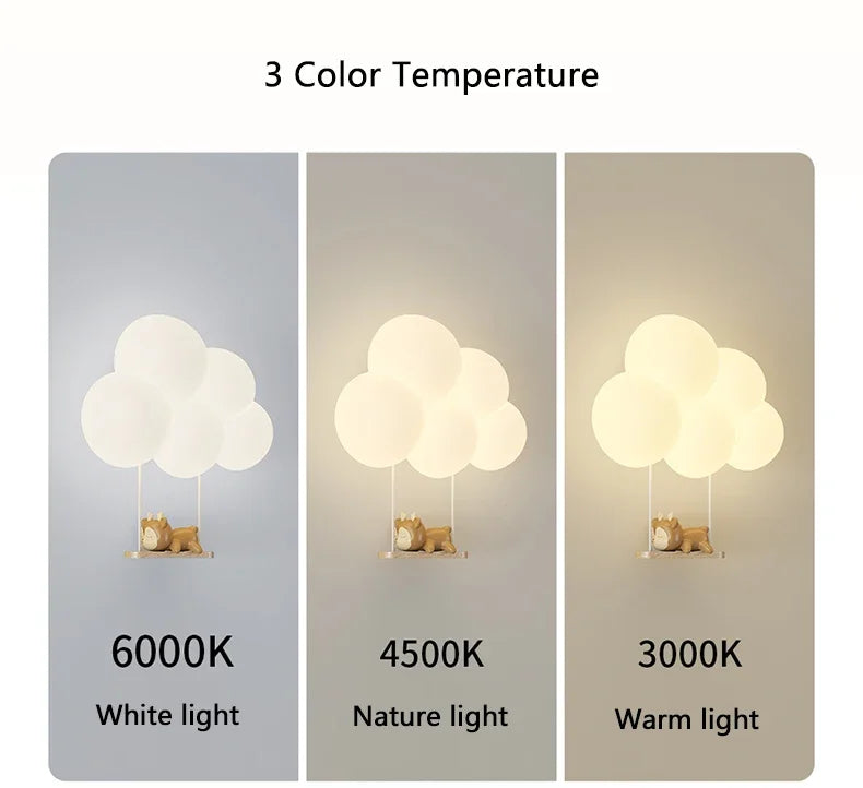 TinyGlow & Co™ Cloud Wall Lamp – Cream Cartoon LED Night Light for Kids