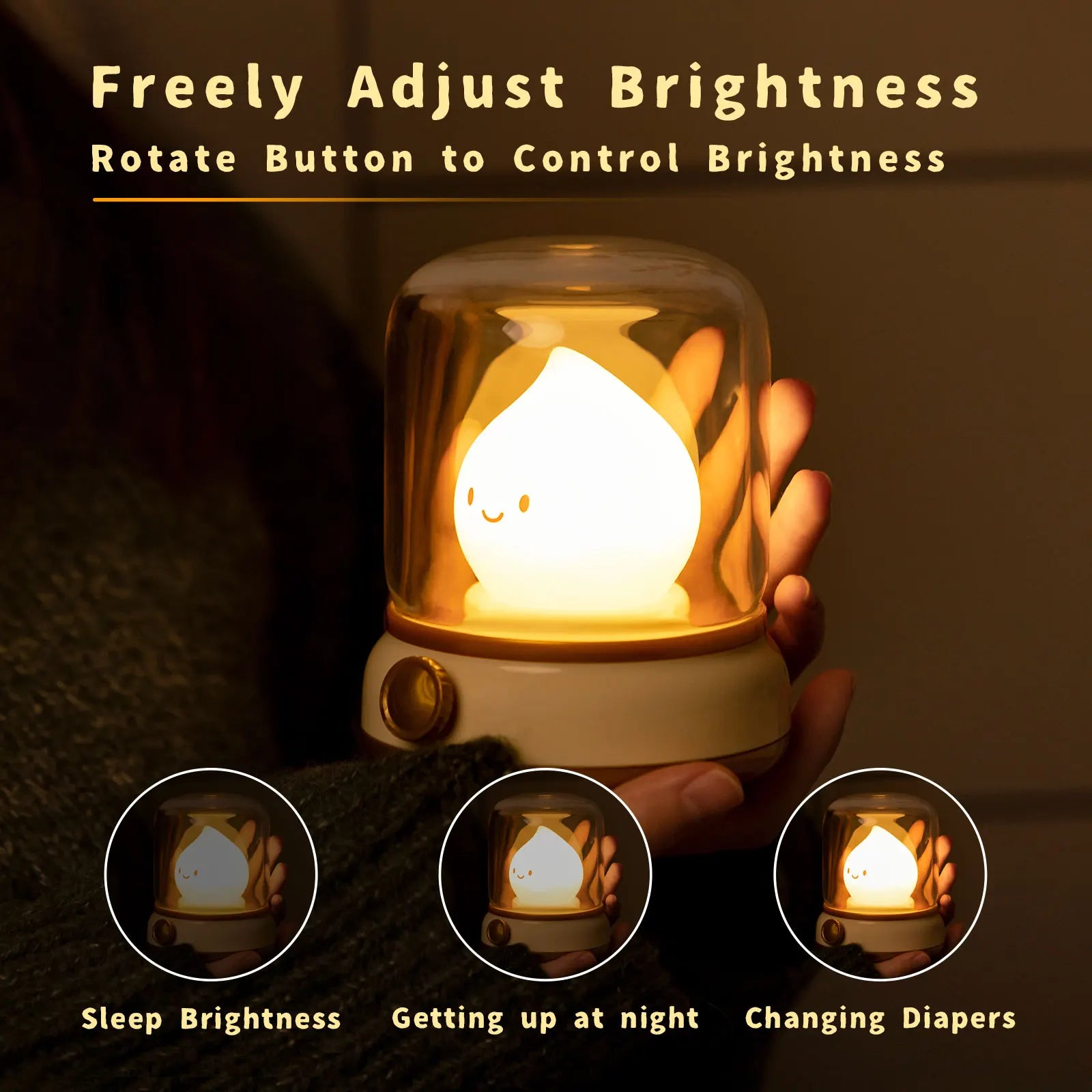 TinyGlow & Co™ LED Flameless Candle Night Light – USB Rechargeable Ambient Lamp