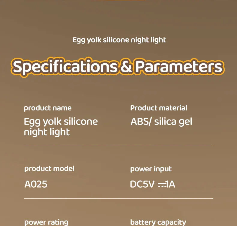 Cute Night Light Egg Yolk Lamp Mushroom Lamp Creative Desktop Decoration USB Charging Indoor Children Night Light Birthday Gift