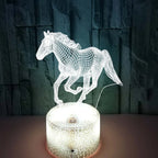 TinyGlow & Co™ 3D Illusion Horse LED Night Light - 16 Color Remote Control Table Lamp for Kids