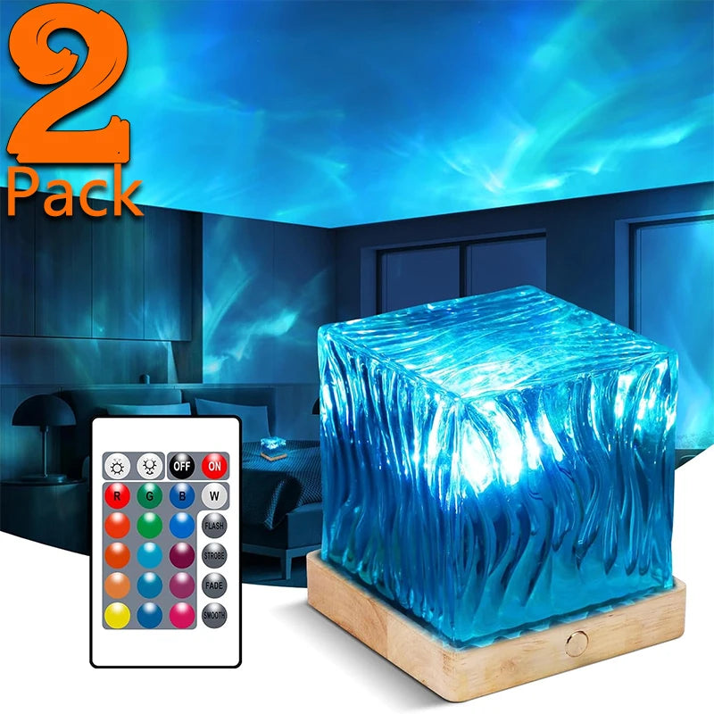 TinyGlow & Co™ Galaxy Projector Night Light - 16 Color Northern Lights Cube Ocean Wave LED with Remote Control