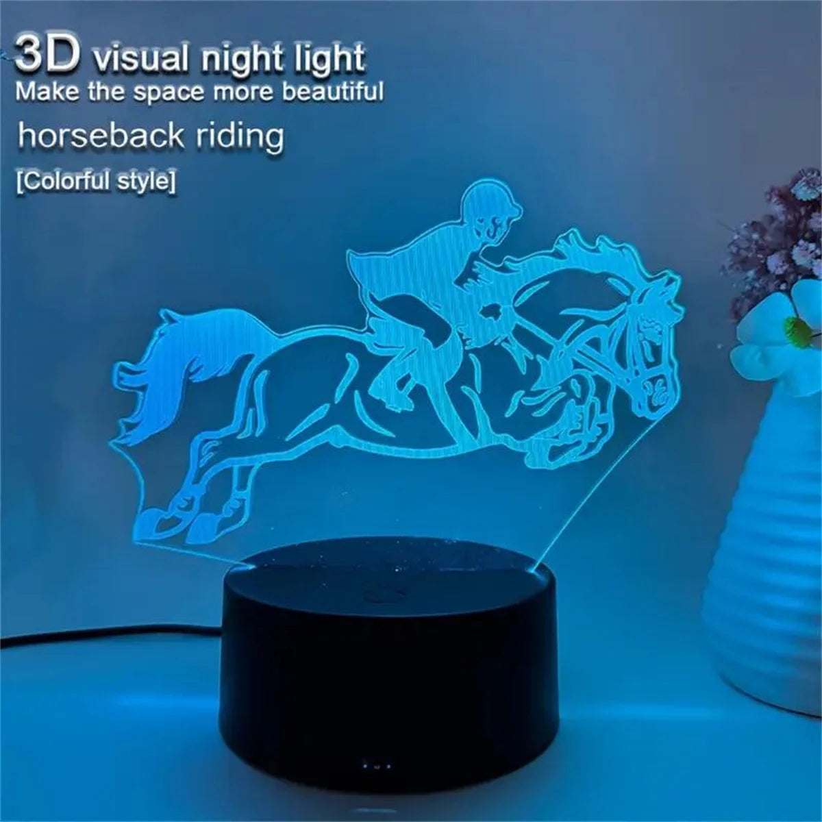 TinyGlow & Co™ 3D Horse Night Light - Optical Illusion Lamp with 7 Color Changing
